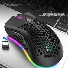 Hollow Rechargeable RGB Glowing Wireless Gaming Mouse For PC Laptop Computer