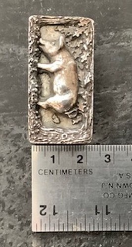 Silver Scenes Boxed White Metal Inscribed Sml Box w/ Pig Design on Removable Lid - Bild 7 von 8