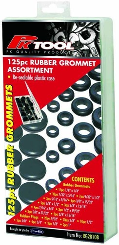Pk Tool RG28108 Imperial Round Rubber Grommet Kit With & Without Hole 125pc - Picture 3 of 4