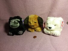 Lot of 3 Swibco 4" PUFFKINS GORILLA POLAR BEAR DOG plush stuffed w/ tags