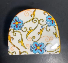 Duomo Handpainted Ceramic Napkin Holder White Yellow Blue Red