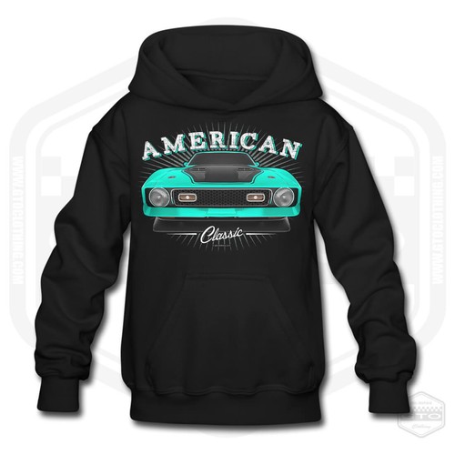 Children's 1971 Ford Mustang Mach1 American Muscle Car Hoodie - Picture 7 of 18