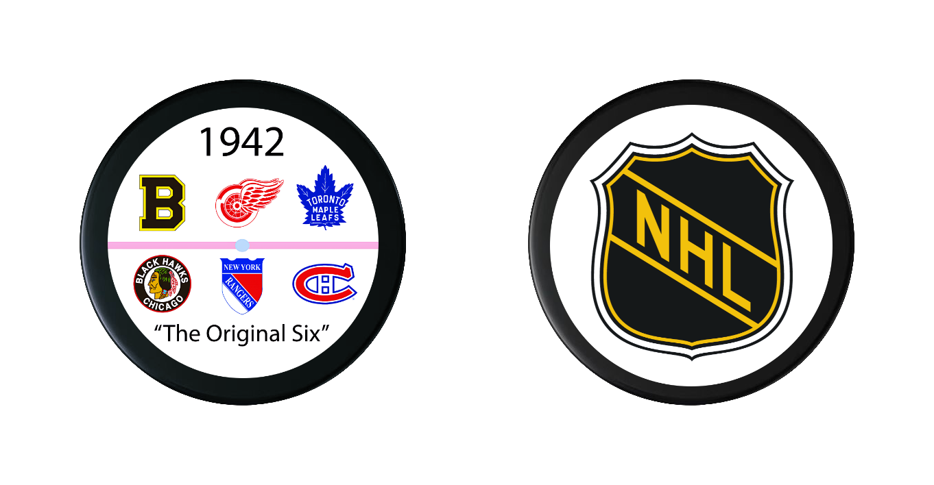 1942 NHL Original Six Team Logo's  Souvenir Hockey Puck New
