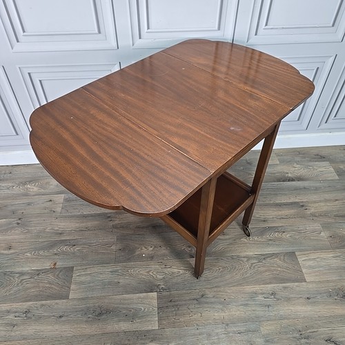 Vintage Drinks Cocktail Trolley Drop Leaf Table Tea Mid Century Wooden 2 Tier - Picture 2 of 24