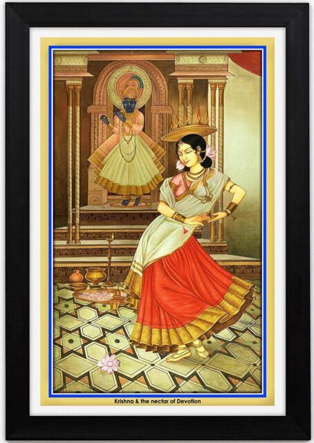 Krishna & Die Nektar Von Devotion Gerahmt Malerei 34.3X49.5cm