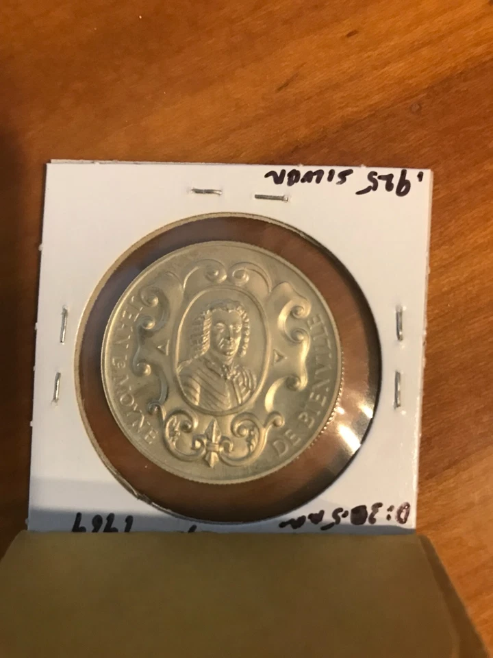 1968 Silver, Heraldic Art Medal, New Orleans 1718, .925 Silver, s/n-1966 - Image 2 of 3