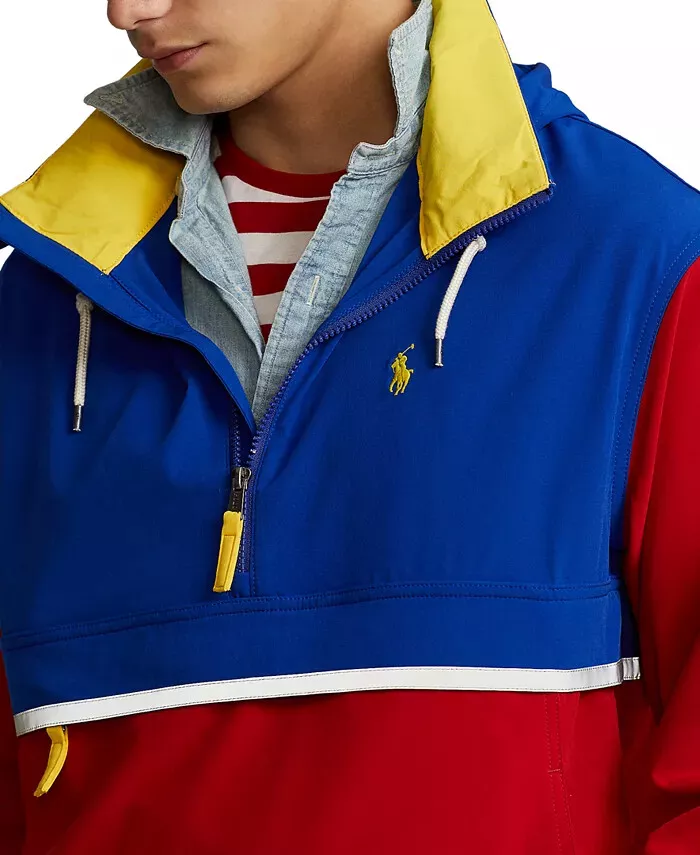 Polo Ralph Lauren Men Color Block Hooded Half-Zip Hybrid Pullover Jacket