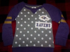 Gray Polka Dot Baltimore Ravens NFL Girls Sweatshirt Size S 4 B230