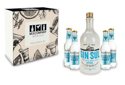 Gin Sul + Tonic Geschenkset - Gin Sul Hamburg Dry Gin 0,5l ( 43% Vol ) + 4x Fev
