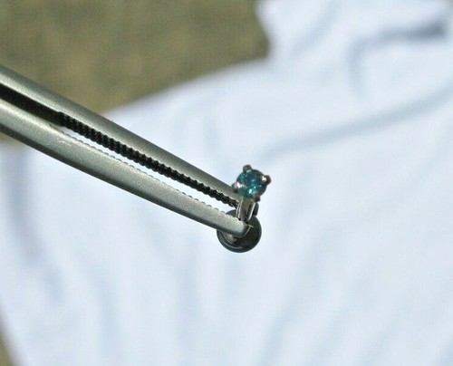 2.06mm REAL BLUE DIAMOND LABRET BODY,CERTIFICATE LIP EAR 1/4",5/16",3/8",7/16 - Picture 5 of 6