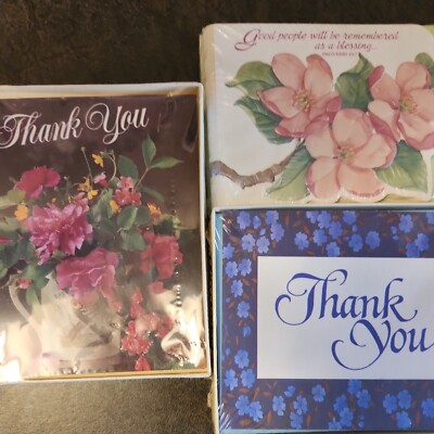 VTG Floral Thank You Cards LOT Blank Notes & Religious 1980s American Greetings