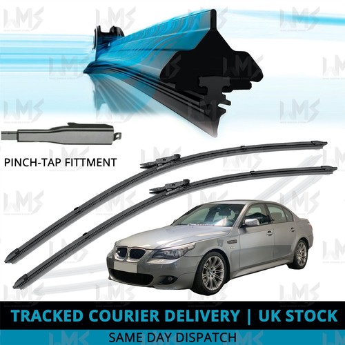 For BMW 5 Series E60 E61 200310 Front Windscreen 24" 22" Flat Aero Wiper Blades eBay