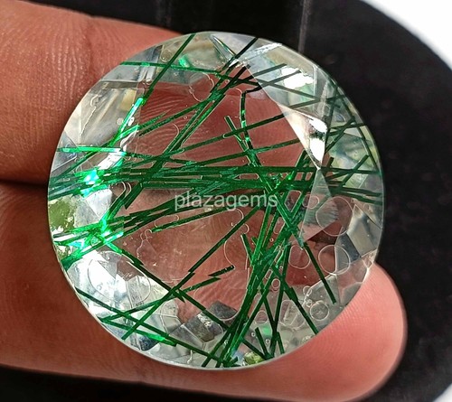 Green Rutilated Quartz 81 Ct Certified Oval Cut Loose Gemstone 30x29mm 4SUA - Picture 4 of 6