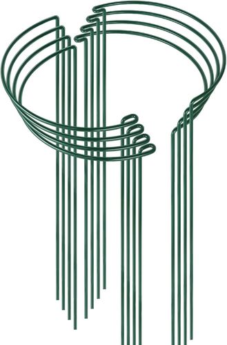 8 Pack 24 Inch Plant Support Stakes, 10" Wide X 24" High Half round Metal Garden