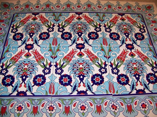32"x24" Turkish Iznik Red Tulip & Daisy Pattern Border Ceramic Tile Mural Panel - Picture 11 of 20