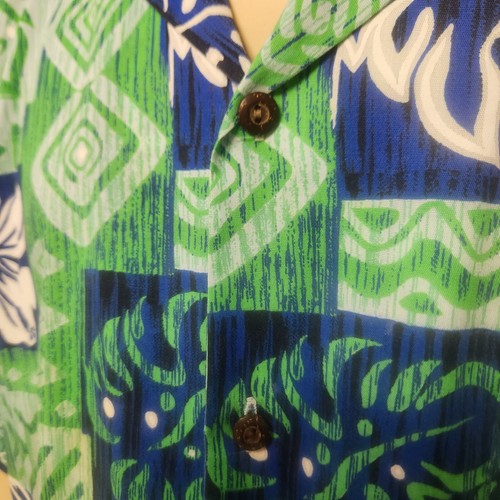 blue green Hawaiian shirt 3XL men's tropical - Picture 3 of 5