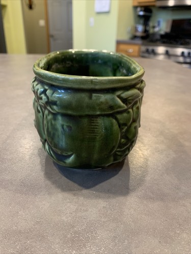 Vintage Brush McCoy Green Oval Planter Fruit Leaves Banana Motif - Picture 2 of 12