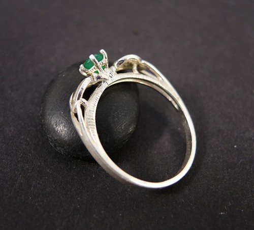 Anillo dorado de calcedonia de plata esterlina - anillo de catedral de piedra verde - Imagen 6 de 10