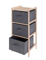 Holz Standregal Mit 3 Stoff Schubladen - 65 Cm - Badregal Holzregal Ablage Regal