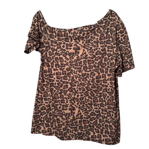 Abito scollato stampa leopardata di Crazy Train taglia L blusa cotone/poliestere/