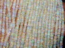 AAA Natural Ethiopian opal Smooth Rondelle Gemstone Beads 3/4mm Jewelry Making