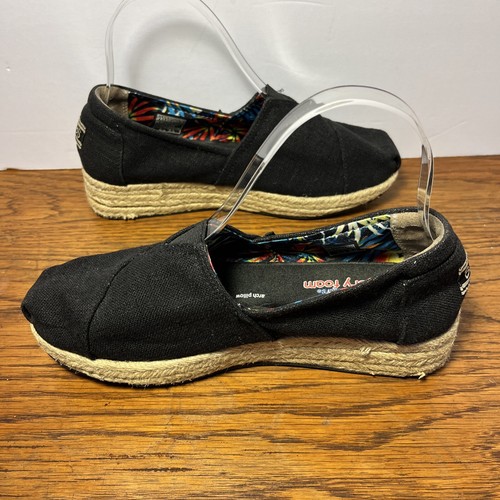 BOBS Skechers Highlite High Jinx Wedge Espadrilles Womens Black Canvas Sz 7.5 - Picture 6 of 8