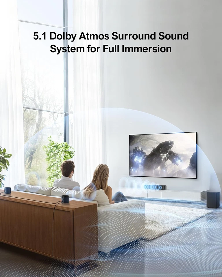 Soundbar 5.1ch Compatibile con Dolby Atmos, Impianto Surround Sound bar per TV,  - Immagine 2 di 4