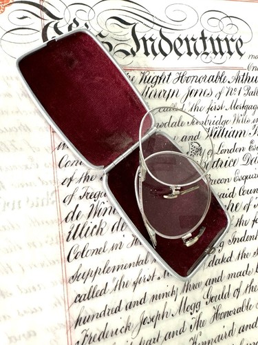 Antique 12k Gold Filled Folding Pince-Nez Eyeglasses Art Deco Case 1920’s - Picture 11 of 16