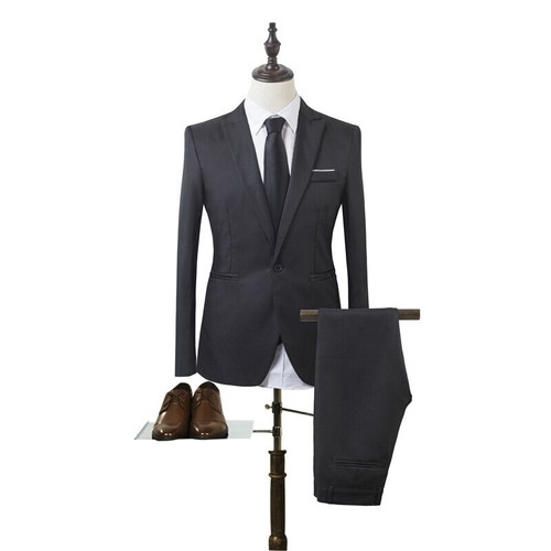 2Pcs Men Slim Blazer Jacket Coat Trousers Party Business Office Wedding Suit UK- - Picture 5 of 12
