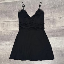 Trixxi NEW Little Black Dress A-Line Mini Small V Neck Ruffle Detail Babydoll