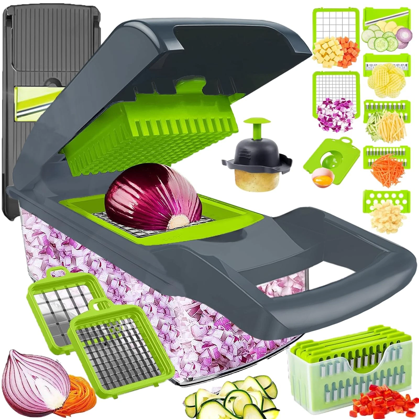 Vegetable Chopper Dicer with Container | Cheese Grater Mandoline Slicer Cabba...