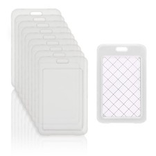10Pcs Clear Vertical Name Tag Badge Id Card Holders Heavy Duty Transparent Ba...