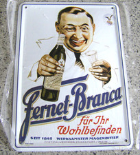 FERNET BRANCA-Blechpostkarte-ca 10x14 cm-in OVP-Blechschild Werbung Fernet -TOP-