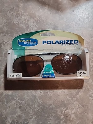 Solar Shield Polarized Clip On Sunglasses Amber Grey 52 Rect X20 Black