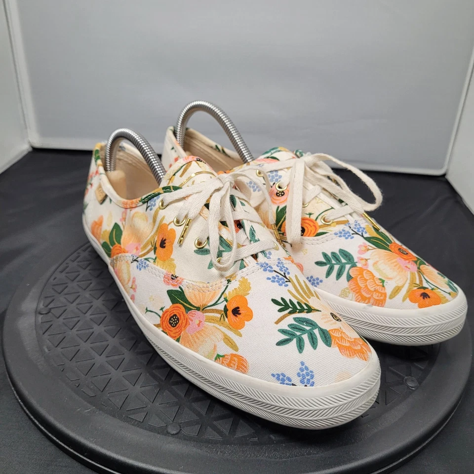 Zapatos Keds Rifle Paper Co para mujer talla 10 blancos florales de lona con cordones WF58359 Foto 3 de 4
