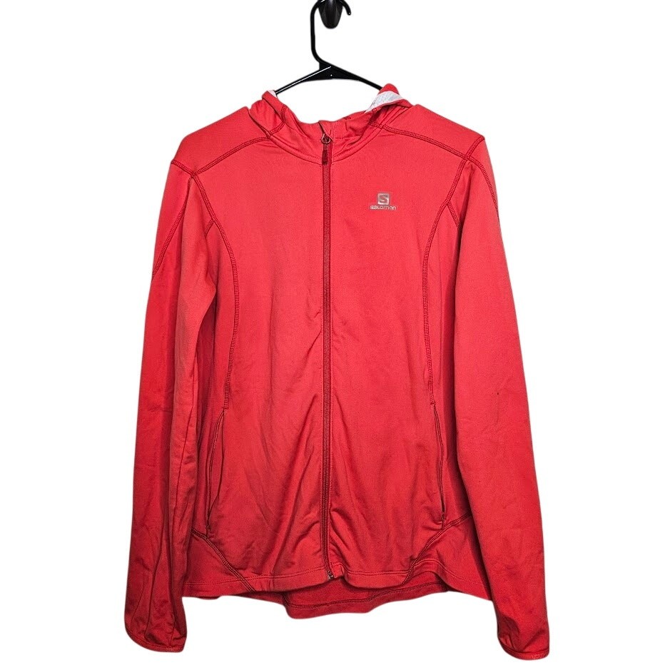 Giacca Salomon full zip soft shell con cappuccio rosa salmone rosa Actitherm taglia XL