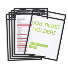 25-Pack 10x13-inch Job Ticket Holders Dry Erase Reusable Plastic Sleeves