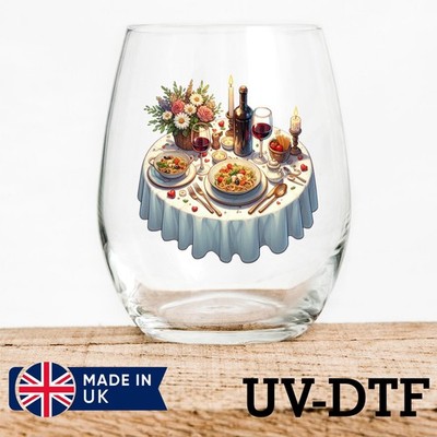 Esstisch Valentinstag 8 Stück UV DTF Aufkleber - Glas Laptop Becher Tasse bh395