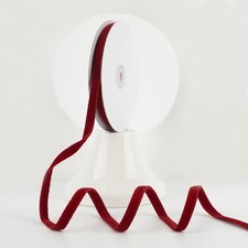 2 Rolls 20 Yards 3/8 Inch Dark Red Double Face Thin Velvet Ribbon for Gifts