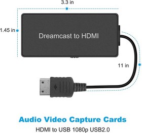 Dreamcast to HDMI Converter - Supports 16:9/4:3 Switching for Gaming Nostalgia
