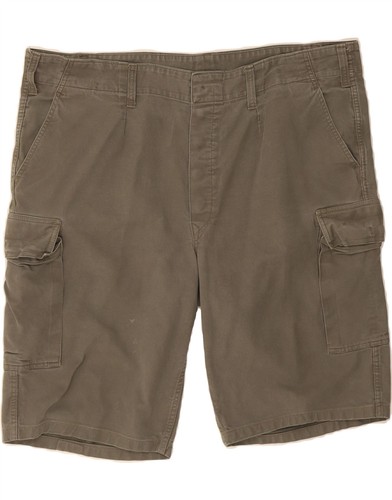 VINTAGE Herren Cargo Shorts W44 2XL Khaki Baumwolle BL08