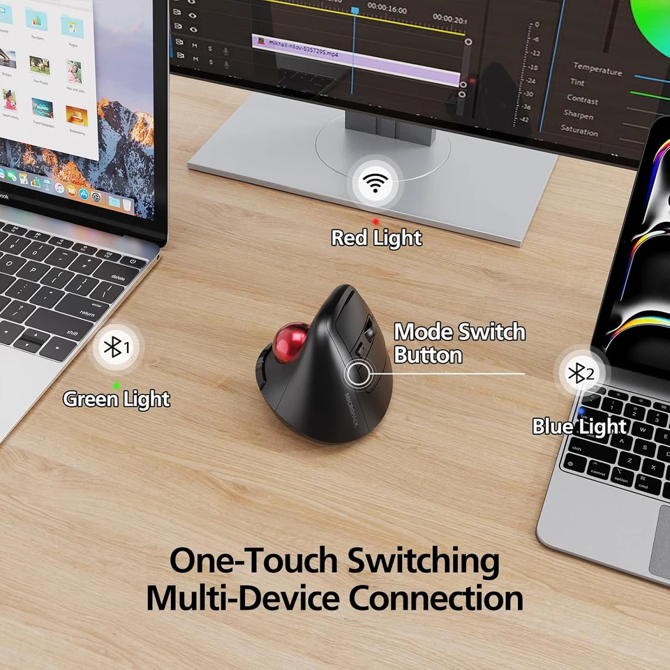 Ergonomic Wireless Mouse with Trackball and 5 Adjustable DPI, Easy Thumb Control - Image 4 of 4