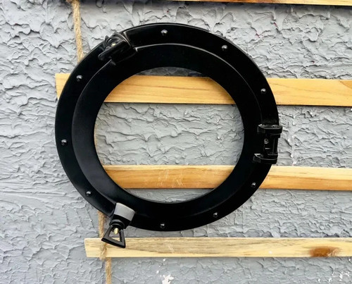 Nautical Aluminium Porthole With Transparent Glass Black Antique Finish Wall dec - Picture 9 of 12