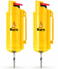 2 Pack Burn Pepper Spray Keychain for Self Defense 1/2oz Police Srength Yellow