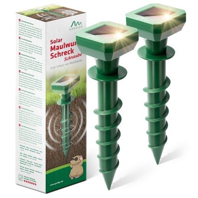 Maulwurfschreck 2er Set Gardigo  Solar Maulwurfabwehr Wühlmausfalle + Bohrhilfe