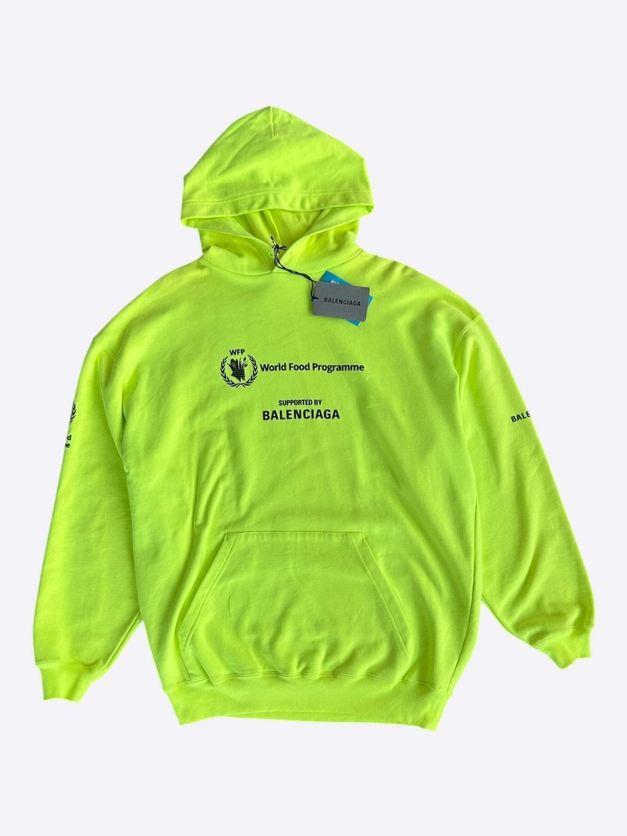 Balenciaga Neon Green & Black World Food Programme Logo Hoodie | eBay