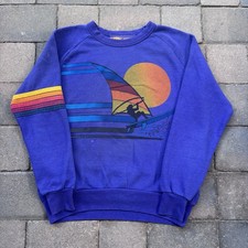 Aviator Nation Windsurf Jump Relaxed Crewneck Sweatshirt Size Small Navy/Indigo