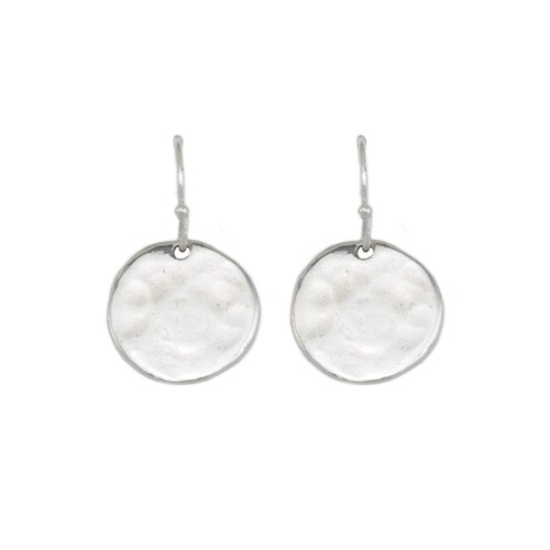 Sterling Silver Small Lightweight Hammered Disc Earrings