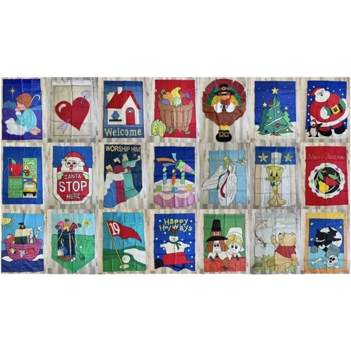 Lot of 21 Vintage 1990's Seasonal Holiday Embroidered Yard Banners Flags 28"×40"