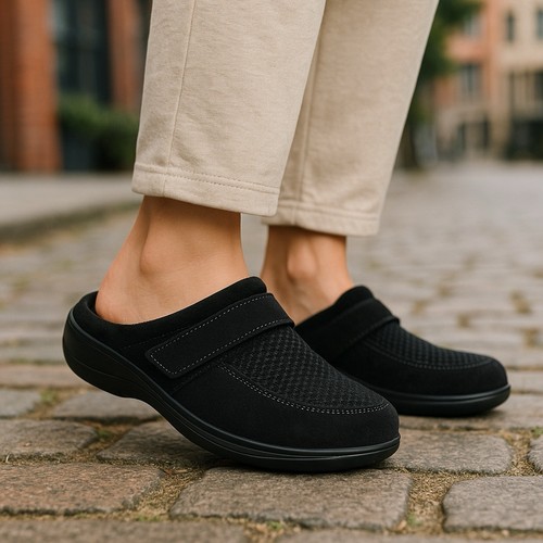 Orthofeet Shoes Womens 6EE 736 Loafers Black Walking Sneakers Casual Slip On